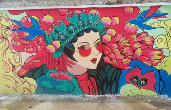 个旧墙体彩绘-网红墙