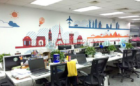 个旧教你设计办公室墙绘的方法。