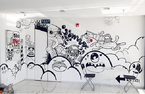 个旧手绘墙并非传统涂鸦。